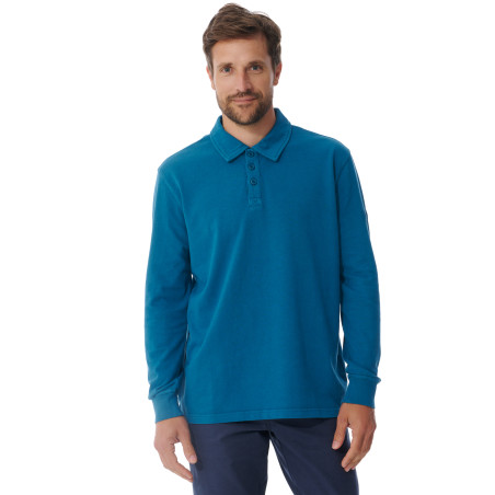 Polo manches longues homme bleu abysse | Mousqueton