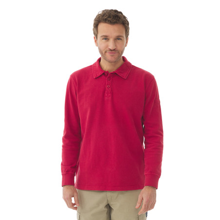 Polo manches longues homme rouge | Mousqueton
