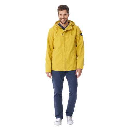 Veste jaune à capuche déperlante homme, toile texturée | Mousqueton