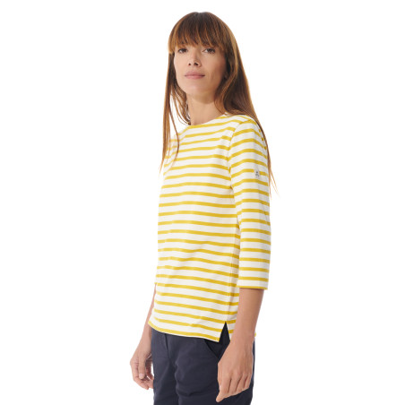 Marinière jaune femme manches 3/4 Marina | Mousqueton
