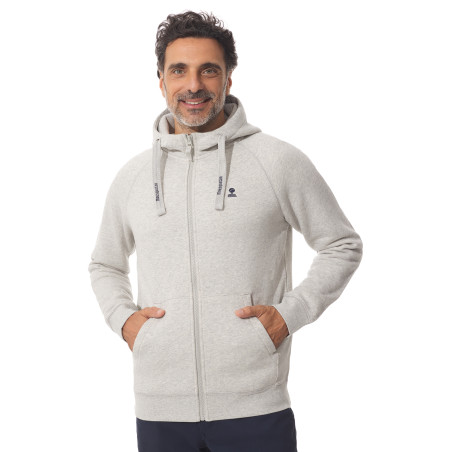 Sweat zippé à capuche homme gris chiné | Mousqueton