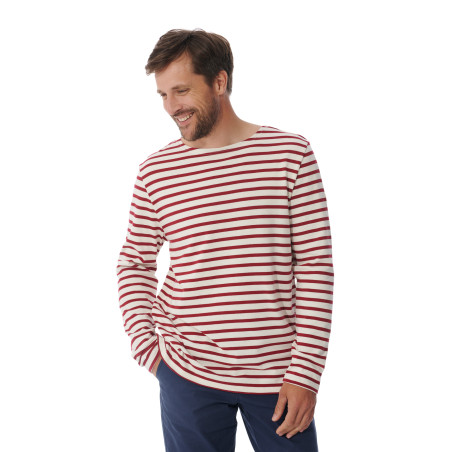 Marinière homme rouge et blanche Mario - Mousqueton