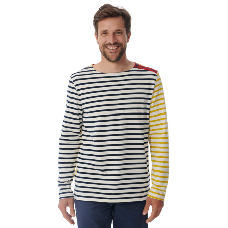 Marinière zippée bicolore jaune et marine Marjan | Mousqueton