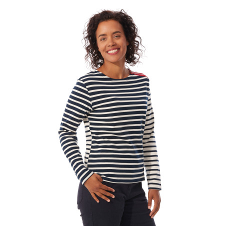 Reversed sailor top for women in navy and ecru Marjana | Mousqueton