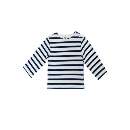 Marinière bicolore bébé blanc marine | Mousqueton