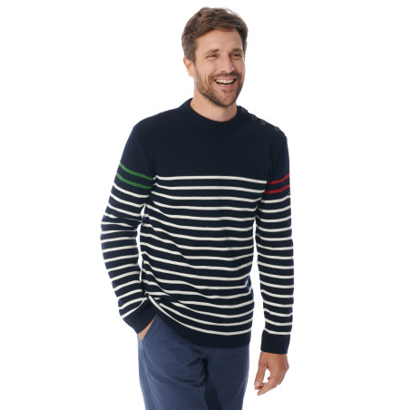 Pull tricolore homme marin bâbord tribord | Mousqueton