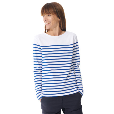 Marinière bleu et blanc manches longues pour femme | Mousqueton