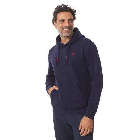 Sweat à capuche molletonné homme bleu marine | Mousqueton