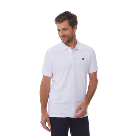 Polo blanc homme manche courte coton piqué | Mousqueton