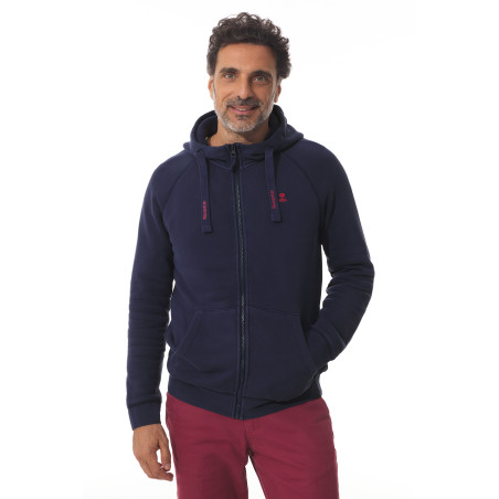 Sweat zippé à capuche homme bleu marine | Mousqueton