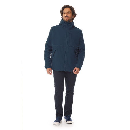 Veste à capuche bleu marine en softshell pour homme | Mousqueton