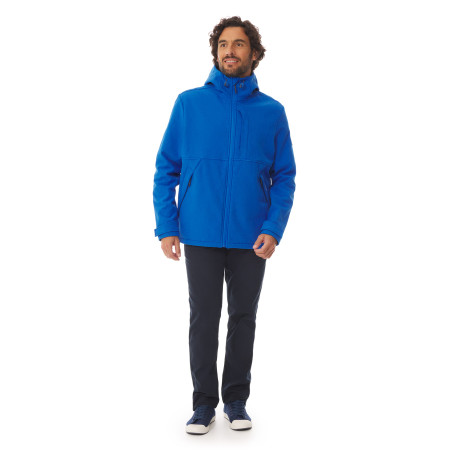 Veste à capuche bleu nautic en softshell pour homme | Mousqueton
