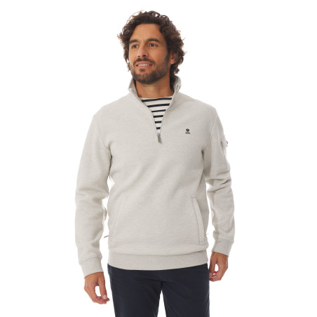 Sweat col camionneur homme gris chiné | Mousqueton