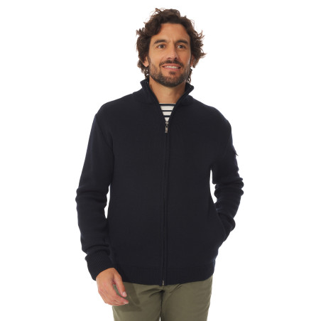 Gilet zippé en laine Pablo marine pour homme | Mousqueton