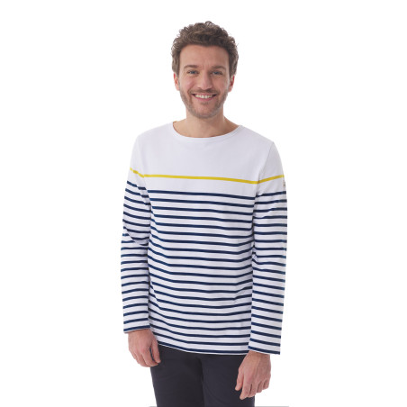 Marinière homme jaune et bleu marine rayée | Mousqueton