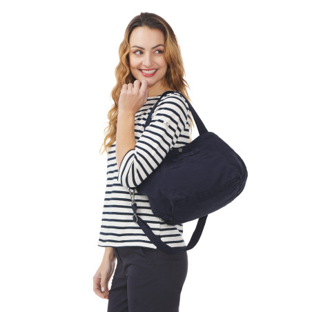 Sac à main en toile bleu marine | Mousqueton