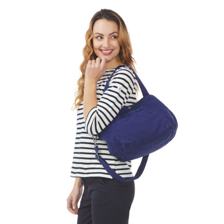 Regatta blue cotton canvas handbag | Mousqueton