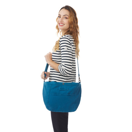 Sac à main en toile bleu abysse | Mousqueton