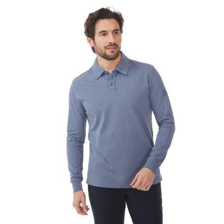 Polo manches longues homme gris chardon| Mousqueton
