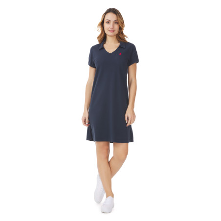 Robe polo en coton bio bleu marine | Mousqueton
