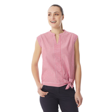 Blouse rouge rayée à manches courtes femme | Mousqueton