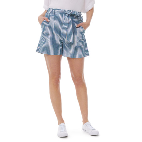 Short léger rayé bleu pour femme I Mousqueton
