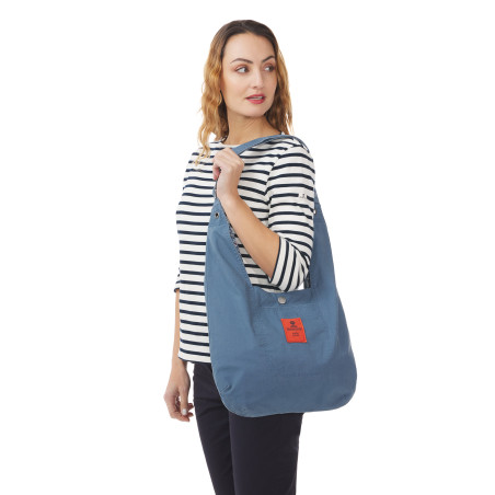 Sac bandoulière en toile gris bleuté | Mousqueton