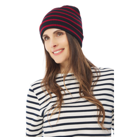Cuffed beanie with stripes| Mousqueton