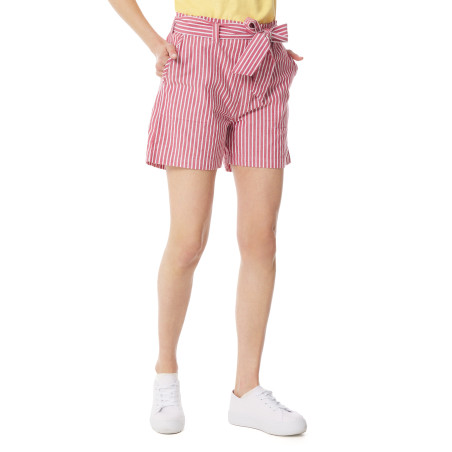 Short léger rayé rouge pour femme I Mousqueton