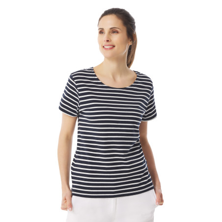 T-shirt rayé manches courtes femme bleu marine | Mousqueton