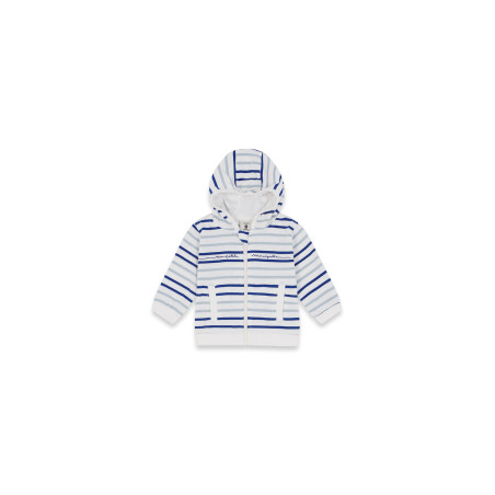 Gilet bébé rayé multicolore en coton bio | Mousqueton