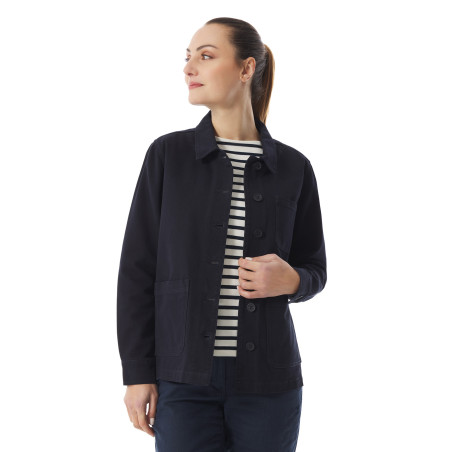 Veste de travail femme en toile de coton bleu marine | Mousqueton