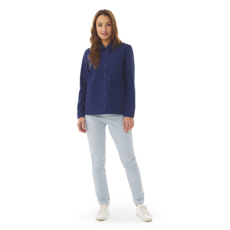 Veste de travail femme en toile de coton bleu regate | Mousqueton