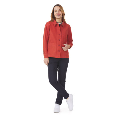 Veste de travail femme en toile de coton orange tuile | Mousqueton