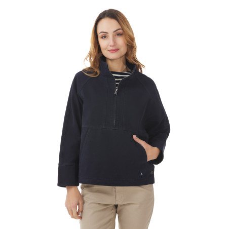 Vareuse femme col zippé bleu marine | Mousqueton