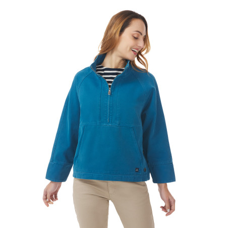 Vareuse femme col zippé bleu abysse | Mousqueton