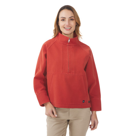 Vareuse femme col zippé orange tuile | Mousqueton