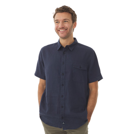 Chemisette homme en ramie bleu marine | Mousqueton