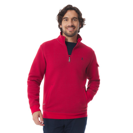 Sweat col camionneur homme rouge | Mousqueton
