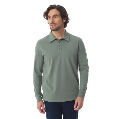 Polo manches longues homme vert kaki | Mousqueton