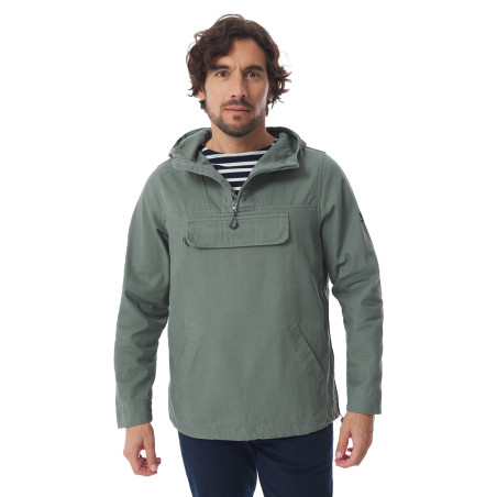 Khaki green hooded jacket for women and men | Mousqueton