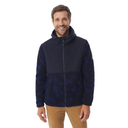 Veste polaire sherpa à capuche motifs voile bleu marine | Mousqueton