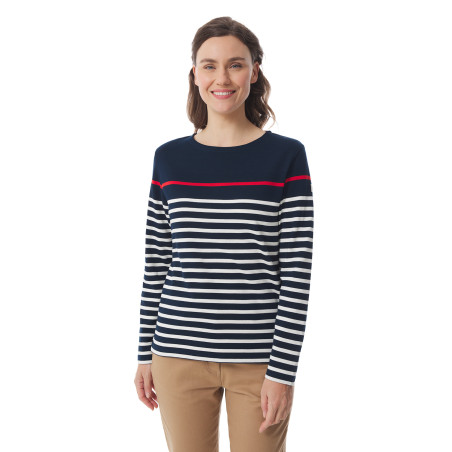 Marinière multicolore marine écru rouge pour femme | Mousqueton
