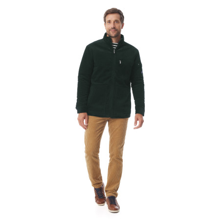 Veste zippée homme en velours côtelé vert foncé | Mousqueton