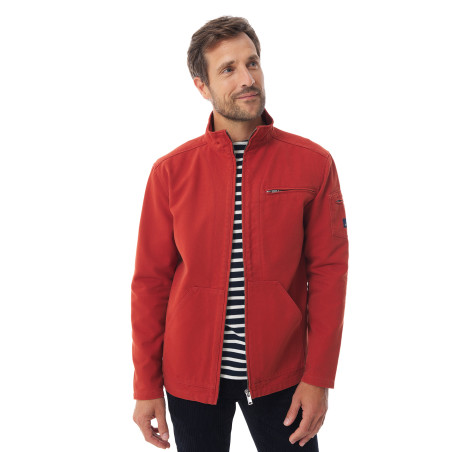 Veste zippée homme en toile canva orange tuile | Mousqueton
