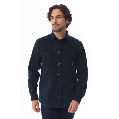 Navy blue men's thick cotton shirt | Mousqueton