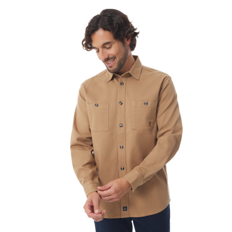Beige men's thick cotton shirt | Mousqueton
