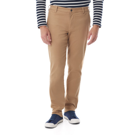 Pantalon chino homme en twill de coton beige | Mousqueton