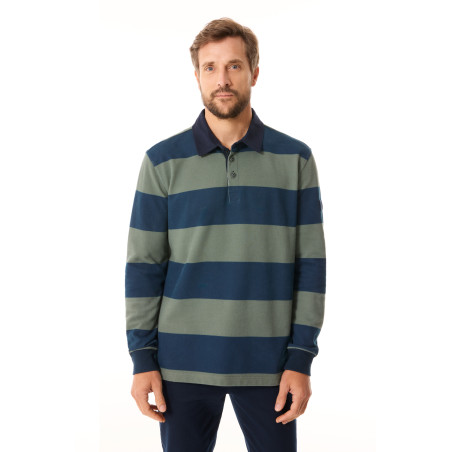 Polo rugby homme bleu marine et vert kaki | Mousqueton
