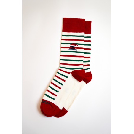 Chaussettes de Noël rayées rouge et blanc | Mousqueton